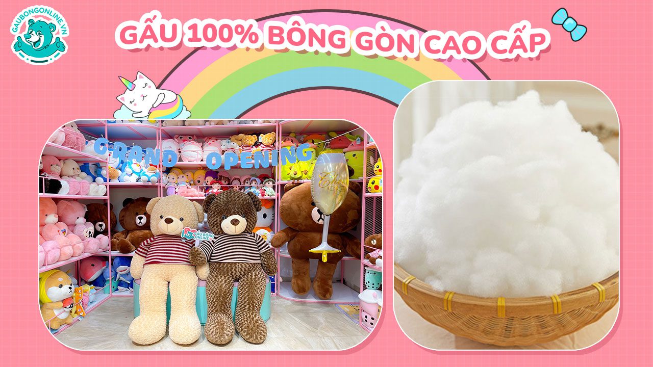 Gấu nhồi 100% bông gòn cao cấp ở shop Gấu Bông Online.