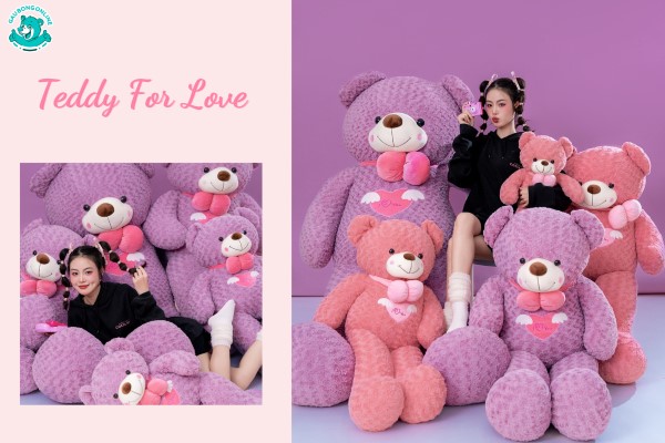 Teddy Angel Tím quà Valentine