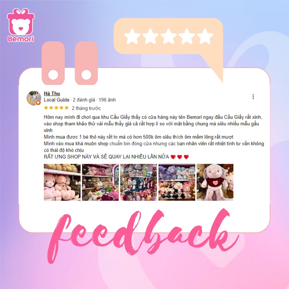 Feedback dễ thương của khách yêu nhà Bemori