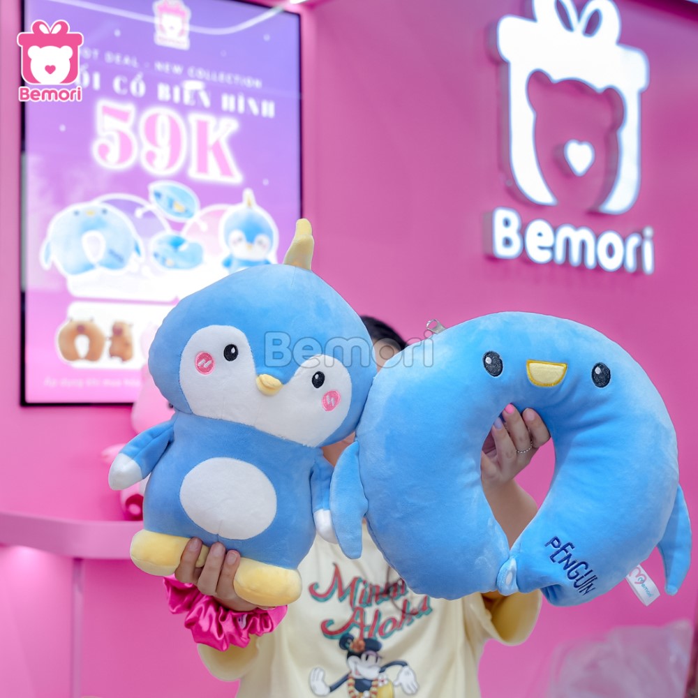 Gối Cổ Biến Hình Cánh Cụt Xanh