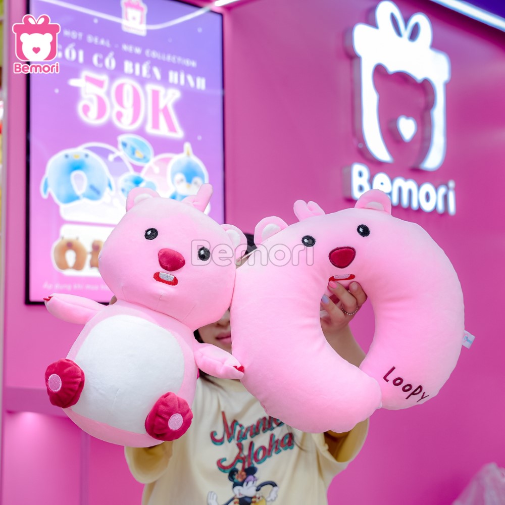 Gối Cổ Biến Hình Loopy Hồng