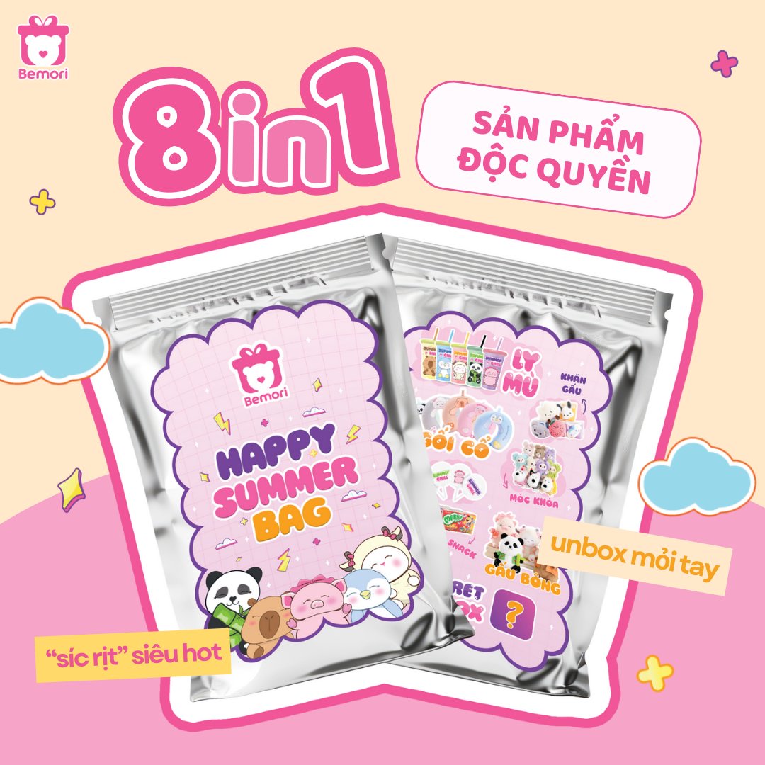 Túi mù khổng lồ của Bemori gồm 8 món đồ dễ thương và tiện ích