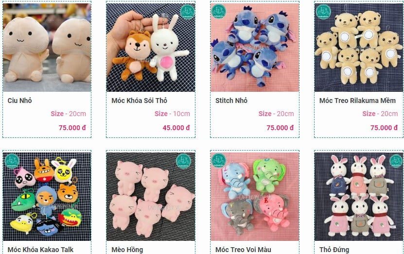 Một số mẫu thú nhồi bông dễ thương giá rẻ dưới 100 000 đồng
