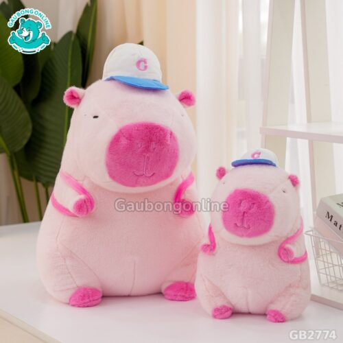 Capybara Hồng Đội Mũ Đeo Túi đã được bán tại Gấu Bông Online