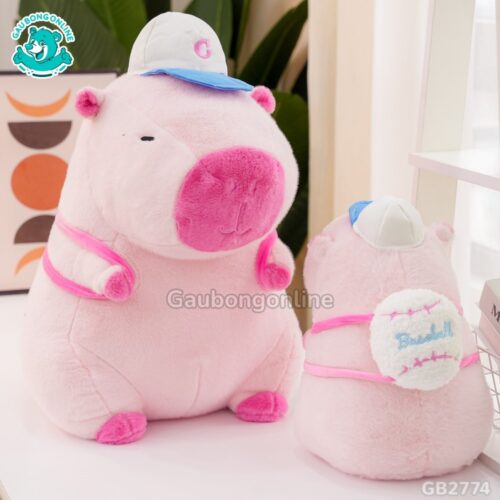 Capybara Hồng Đội Mũ Đeo Túi mềm mại, êm ái