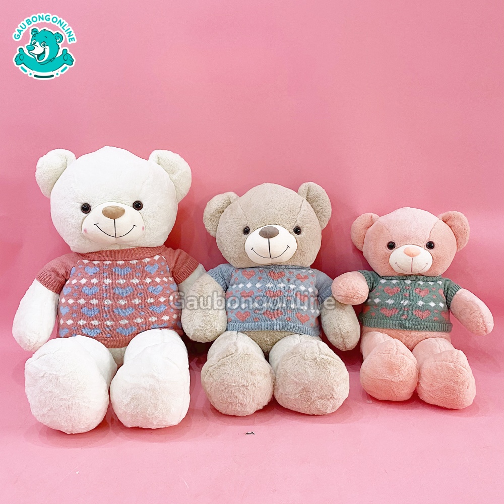 Gấu Bông Teddy Áo Nhiều Tim 