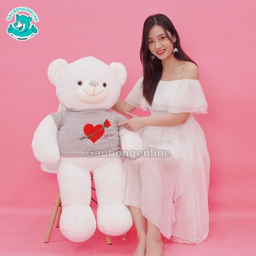 Gấu Bông Teddy Áo Tim Hoa