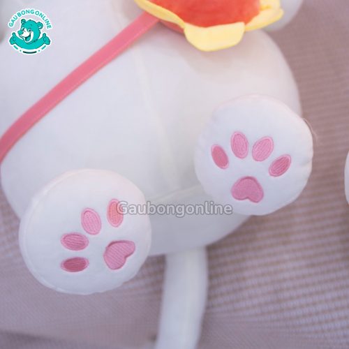 Mèo Bông Mũ Hồng Đeo Túi Hoa