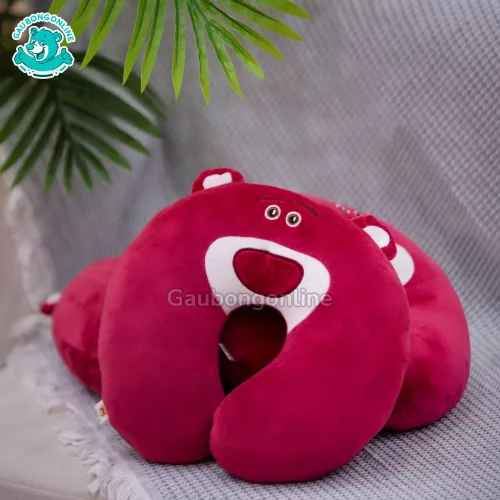 Gối Cổ Gấu Lotso Hồng Dâu