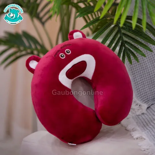 Gối Cổ Gấu Lotso Hồng Dâu