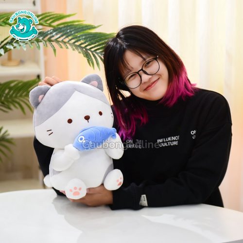 Mèo Bông Trắng Ôm Cá Xanh