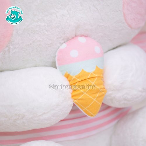 Thỏ Bông Áo Kẻ Ôm Kem
