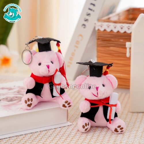 Móc Khóa Gấu Cử Nhân màu hồng xinh xắn