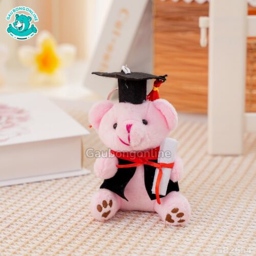 Móc Khóa Gấu Cử Nhân màu hồng xinh xắn