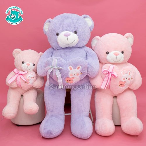 Gấu Bông Teddy Ôm Tim Thỏ