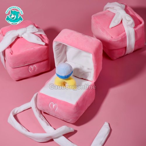 Hộp Nhẫn Bông Hồng Nơ Trắng