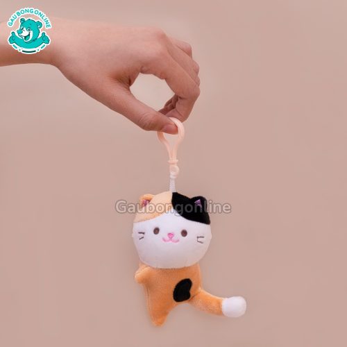 Móc Khóa Bông Mèo Tam Thể Nằm