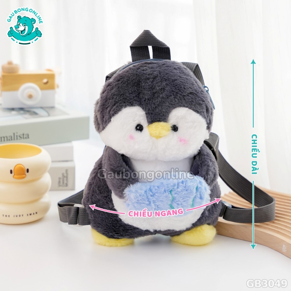 Balo Gấu Bông Cánh Cụt Ôm Cá