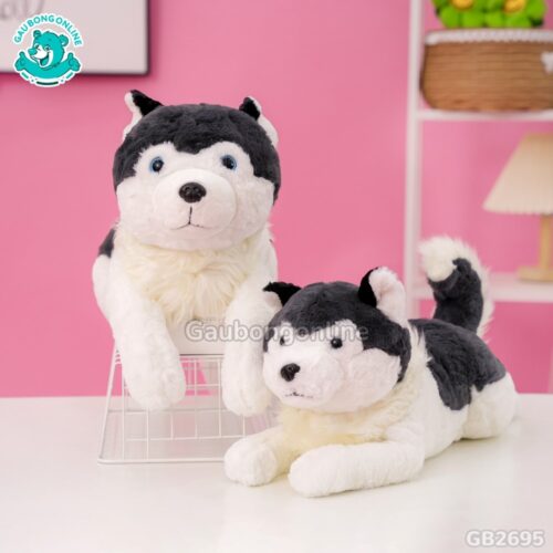 Chó Husky Cổ Lông Nằm nhồi bông mềm, ôm cực đã