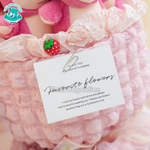 Set Bó Hoa Vải Bèo - Lotso Tai Hoa Hồng