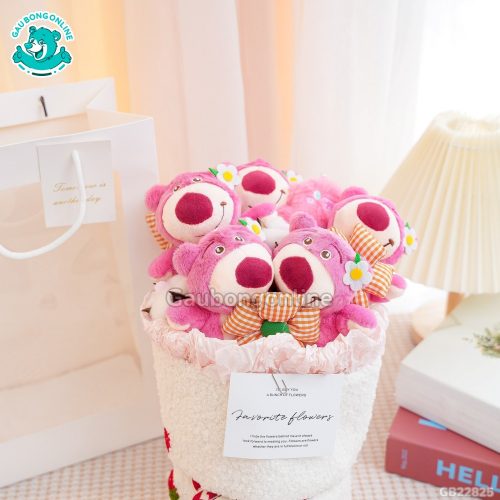 Set Bó Hoa Vải - Lotso Dây Nơ Tim