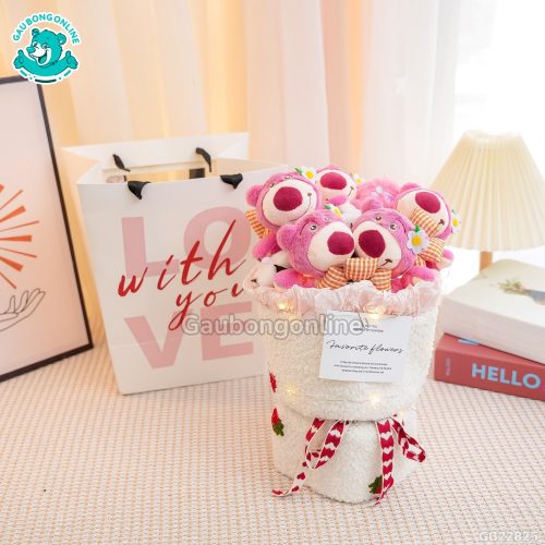 Set Bó Hoa Vải - Lotso Dây Nơ Tim