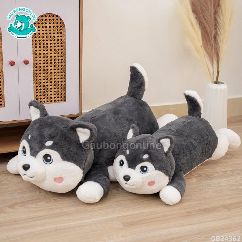 Gối Ôm Husky Má Tim Xám Nằm