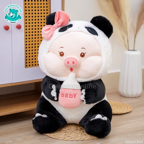 Heo Cosplay Gấu Trúc Ôm Bình Sữa