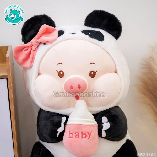Heo Cosplay Gấu Trúc Ôm Bình Sữa