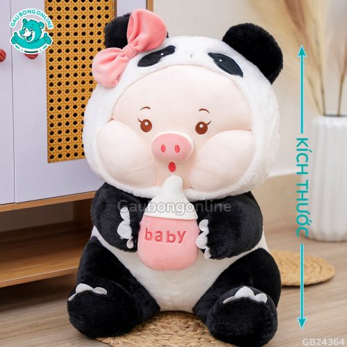 Heo Cosplay Gấu Trúc Ôm Bình Sữa