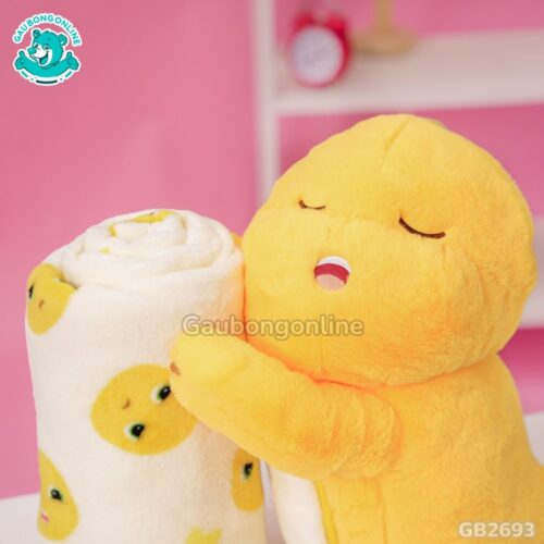Gối Chăn Mền Khủng Long Vàng vừa có gối ôm vừa có chăn đắp