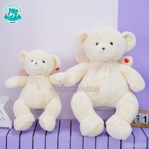 Gấu Bông Teddy Thiên Thần Trắng Đeo Nơ