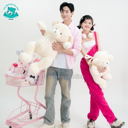 Gấu Bông Teddy Thiên Thần Trắng Đeo Nơ