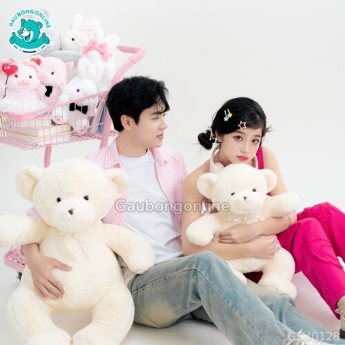 Gấu Bông Teddy Thiên Thần Trắng Đeo Nơ