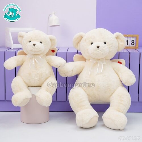 Gấu Bông Teddy Thiên Thần Trắng Đeo Nơ