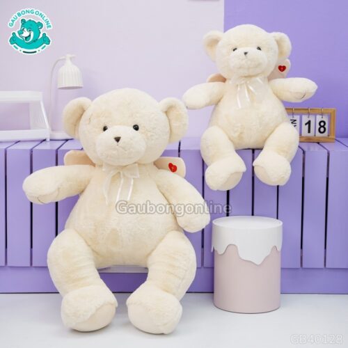 Gấu Bông Teddy Thiên Thần Trắng Đeo Nơ