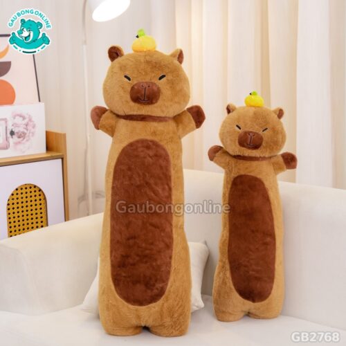 Gối Ôm Chuột Capybara Đội Cam êm ái