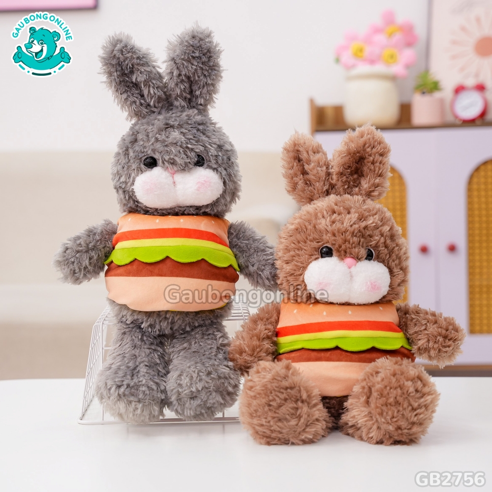 Thỏ Lông Xù Bánh Hamburger hai màu siêu xinh