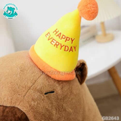 Chuột Capybara Đội Mũ Happy ngộ nghĩnh