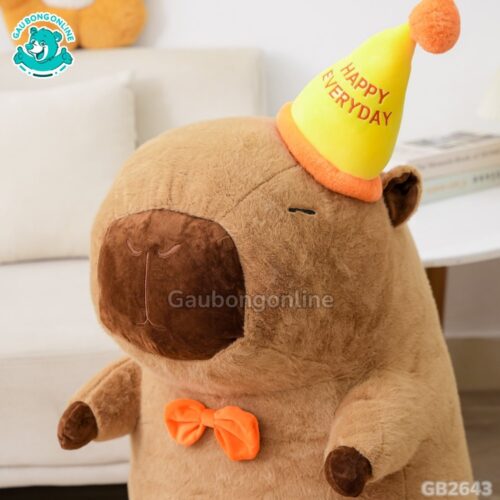 Chuột Capybara Đội Mũ Happy thiết kế tỉ mỉ