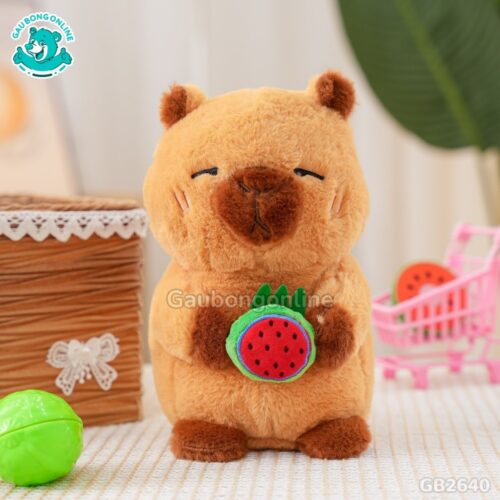 Bộ 10 Chuột Capybara Ôm Dưa Hấu Ruột Đỏ