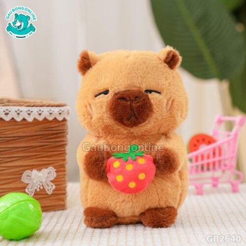 Bộ 10 Chuột Capybara Ôm Dâu Tây Hạt Vàng