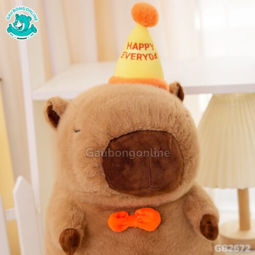 Gối Chăn Mền Chuột Capybara Đội Mũ Happy dễ thương