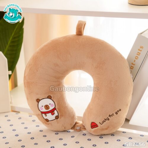 Gối Cổ Bông Chuột Capybara quàng khăn