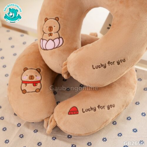 Gối Cổ Bông Chuột Capybara đường thêu tỉ mỉ, đẹp mắt