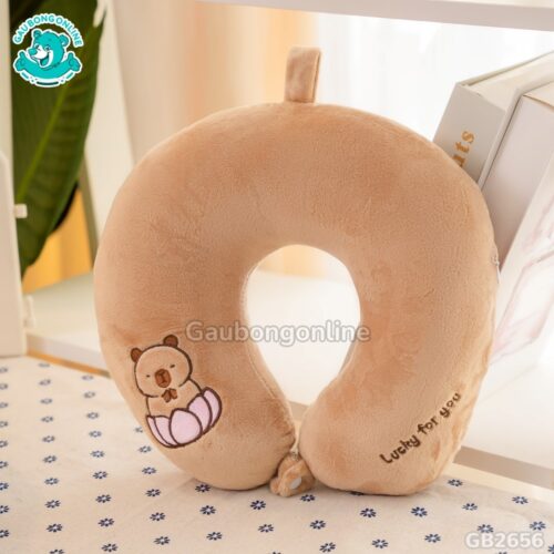 Gối Cổ Bông Chuột Capybara ngồi đài sen