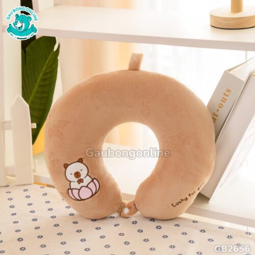 Gối Cổ Bông Chuột Capybara ngồi đài sen