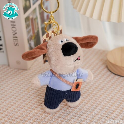 Móc Khóa Chó Đeo Máy Ảnh áo xanh