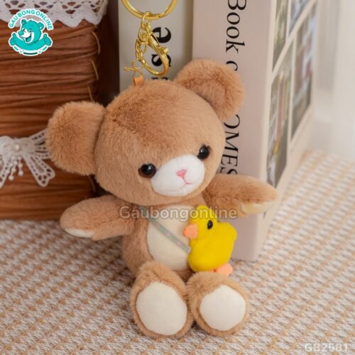 Móc Khóa Gấu Đeo Túi Vịt màu nâu