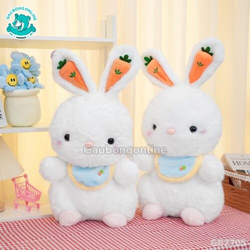 Thỏ Trắng Tai Cà Rốt Đeo Yếm lông mềm mịn